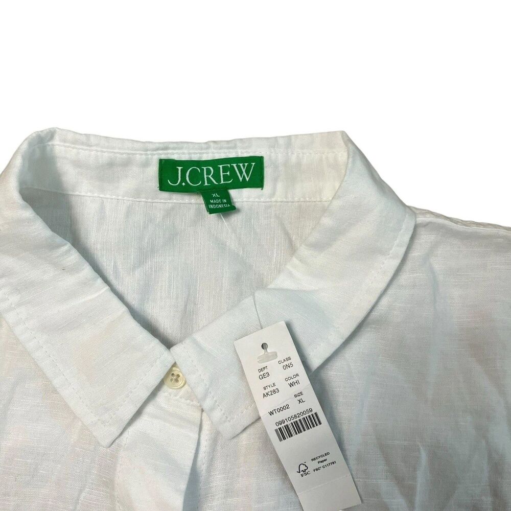 J Crew Cover Up Womens XL White Linen Cotton Button Front Beach Coastal - Picture 5 of 13